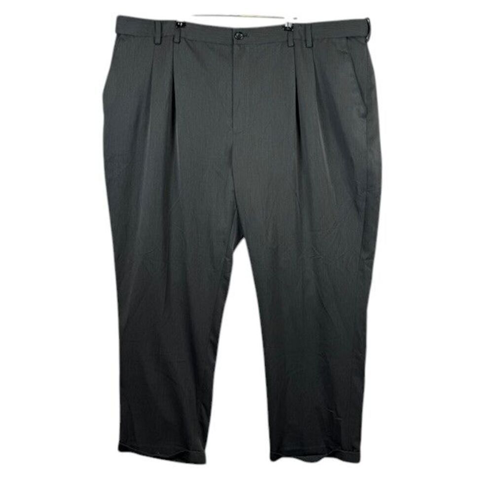 IZOD Pleated Cuffed Dress Pants‎ Slacks Trousers Men's Charcoal Size 46x32